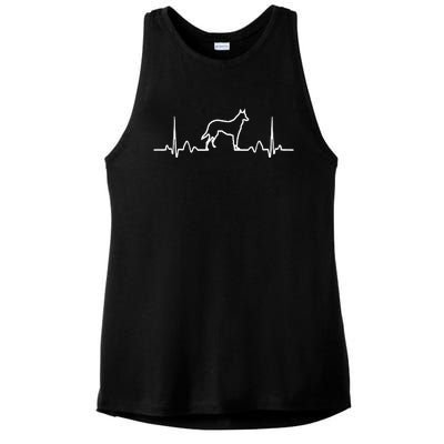 German Shepherd Dog Heartbeat Funny Dog Gift Ladies PosiCharge Tri-Blend Wicking Tank