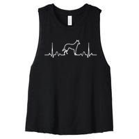 German Shepherd Dog Heartbeat Funny Dog Gift Women's Racerback Cropped Tank