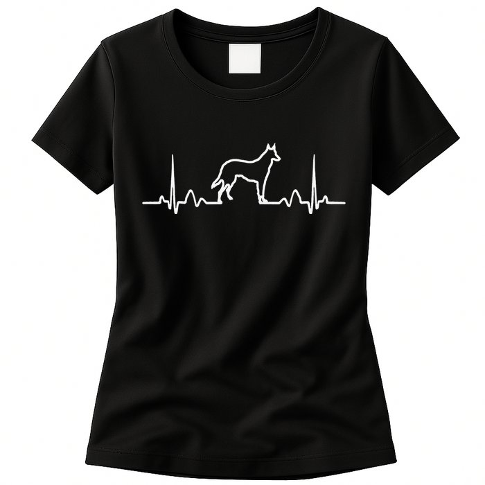 German Shepherd Dog Heartbeat Funny Dog Gift Women's T-Shirt