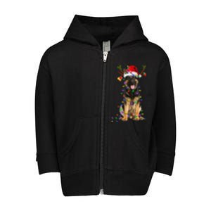 German Shepherd Dog Tree Christmas Lights Dog Lover Pajama Toddler Zip Fleece Hoodie