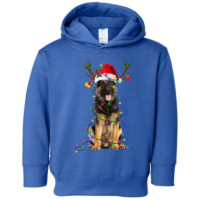 German Shepherd Dog Tree Christmas Lights Dog Lover Pajama Toddler Hoodie