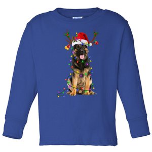 German Shepherd Dog Tree Christmas Lights Dog Lover Pajama Toddler Long Sleeve Shirt