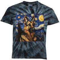 German Shepherd Dog Van Gogh Style Starry Night Kids Tie-Dye T-Shirt