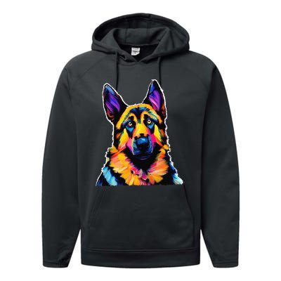 German Shepherd Dog Lover Colorful Artistic Mom Performance Fleece Hoodie