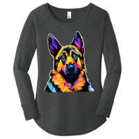 German Shepherd Dog Lover Colorful Artistic Mom Women's Perfect Tri Tunic Long Sleeve Shirt