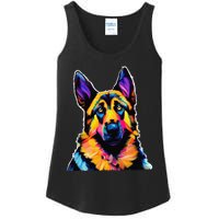 German Shepherd Dog Lover Colorful Artistic Mom Ladies Essential Tank