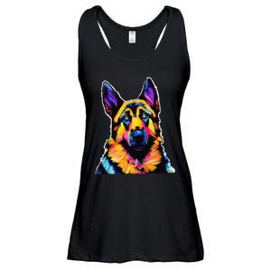 German Shepherd Dog Lover Colorful Artistic Mom Ladies Essential Flowy Tank