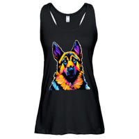 German Shepherd Dog Lover Colorful Artistic Mom Ladies Essential Flowy Tank