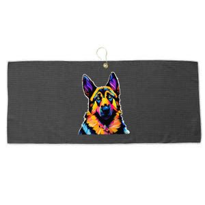 German Shepherd Dog Lover Colorful Artistic Mom Large Microfiber Waffle Golf Towel