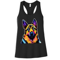 German Shepherd Dog Lover Colorful Artistic Mom Women's Racerback Tank