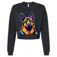 German Shepherd Dog Lover Colorful Artistic Mom Cropped Pullover Crew