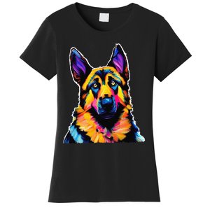 German Shepherd Dog Lover Colorful Artistic Mom Women's T-Shirt