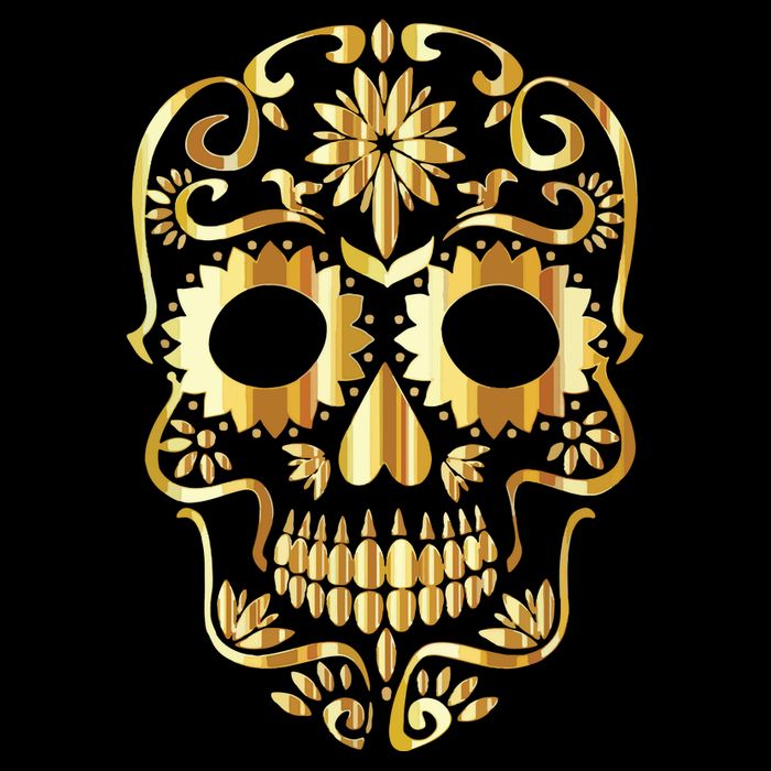 Golden Skull Day Of The Dead Mask Dia De Muertos Zip Tote Bag