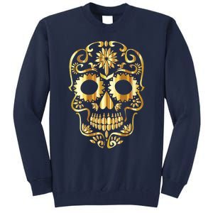 Golden Skull Day Of The Dead Mask Dia De Muertos Tall Sweatshirt