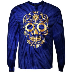 Golden Skull Day Of The Dead Mask Dia De Muertos Tie-Dye Long Sleeve Shirt