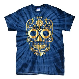 Golden Skull Day Of The Dead Mask Dia De Muertos Tie-Dye T-Shirt