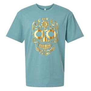 Golden Skull Day Of The Dead Mask Dia De Muertos Sueded Cloud Jersey T-Shirt