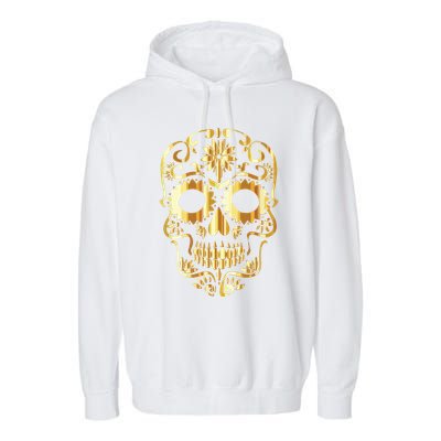 Golden Skull Day Of The Dead Mask Dia De Muertos Garment-Dyed Fleece Hoodie