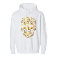 Golden Skull Day Of The Dead Mask Dia De Muertos Garment-Dyed Fleece Hoodie