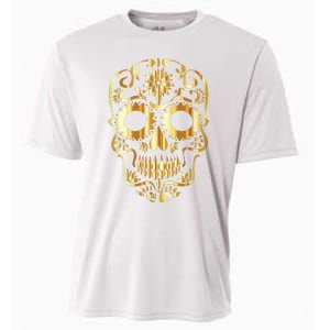 Golden Skull Day Of The Dead Mask Dia De Muertos Cooling Performance Crew T-Shirt