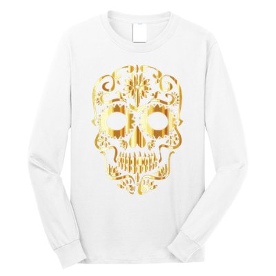 Golden Skull Day Of The Dead Mask Dia De Muertos Long Sleeve Shirt