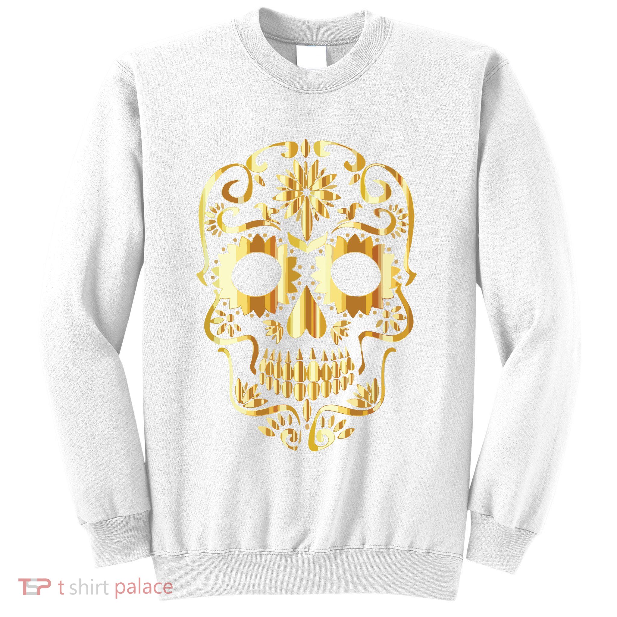 Golden Skull Day Of The Dead Mask Dia De Muertos Sweatshirt