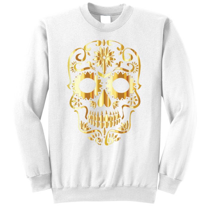 Golden Skull Day Of The Dead Mask Dia De Muertos Sweatshirt