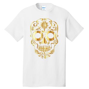 Golden Skull Day Of The Dead Mask Dia De Muertos Tall T-Shirt