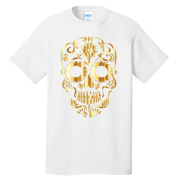 Golden Skull Day Of The Dead Mask Dia De Muertos Tall T-Shirt