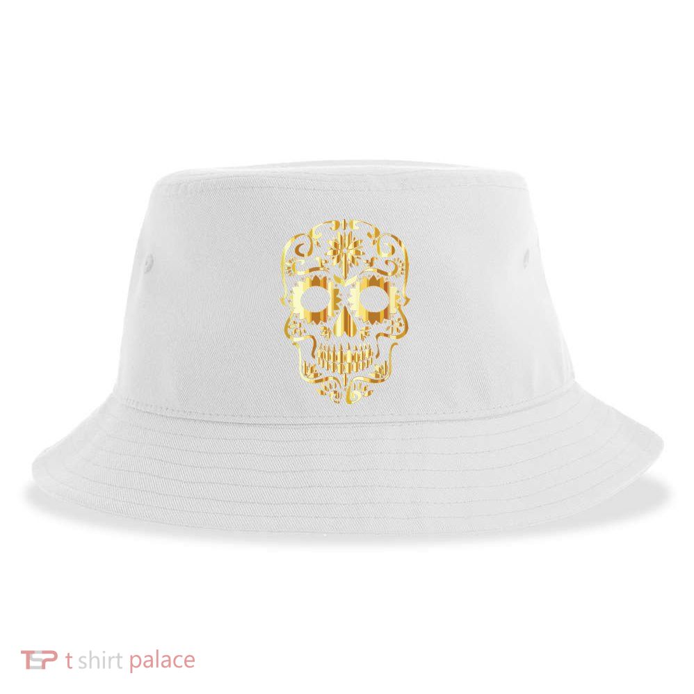 Golden Skull Day Of The Dead Mask Dia De Muertos Sustainable Bucket Hat