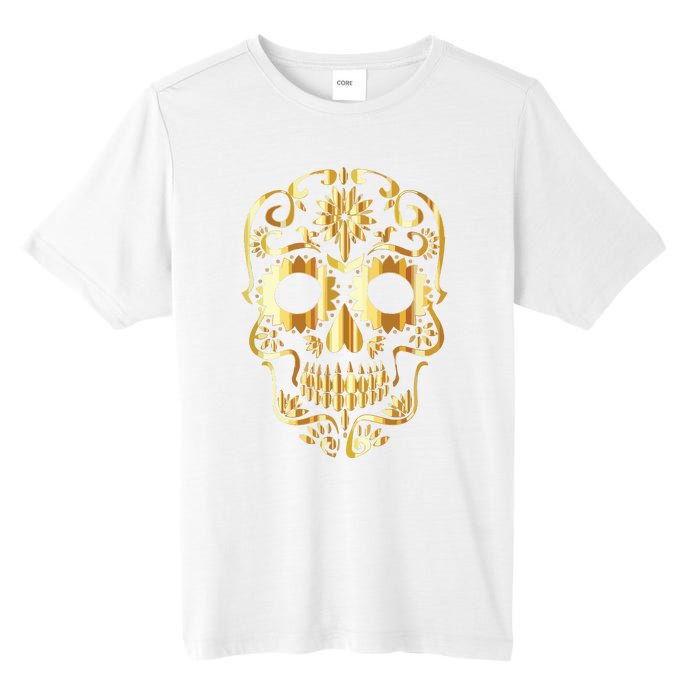 Golden Skull Day Of The Dead Mask Dia De Muertos Tall Fusion ChromaSoft Performance T-Shirt