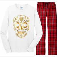 Golden Skull Day Of The Dead Mask Dia De Muertos Long Sleeve Pajama Set