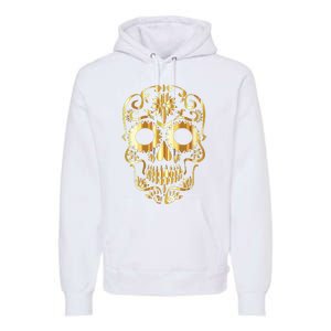 Golden Skull Day Of The Dead Mask Dia De Muertos Premium Hoodie