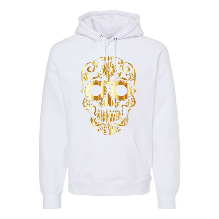 Golden Skull Day Of The Dead Mask Dia De Muertos Premium Hoodie