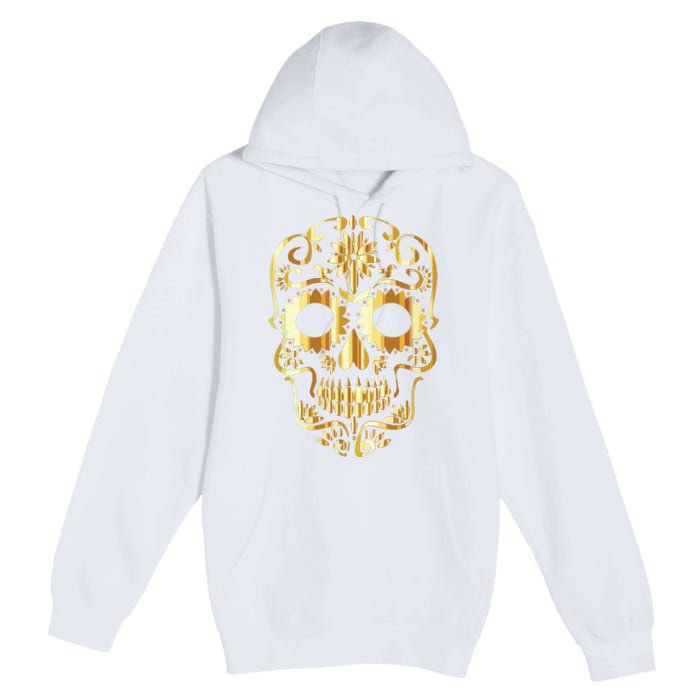 Golden Skull Day Of The Dead Mask Dia De Muertos Premium Pullover Hoodie