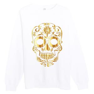 Golden Skull Day Of The Dead Mask Dia De Muertos Premium Crewneck Sweatshirt