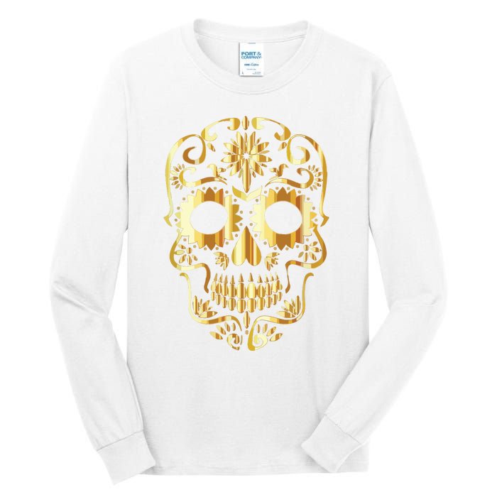 Golden Skull Day Of The Dead Mask Dia De Muertos Tall Long Sleeve T-Shirt