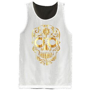 Golden Skull Day Of The Dead Mask Dia De Muertos Mesh Reversible Basketball Jersey Tank