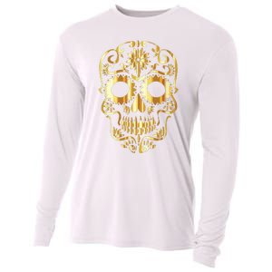 Golden Skull Day Of The Dead Mask Dia De Muertos Cooling Performance Long Sleeve Crew