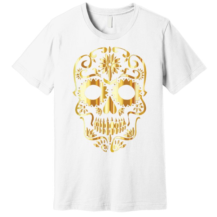 Golden Skull Day Of The Dead Mask Dia De Muertos Premium T-Shirt