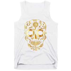 Golden Skull Day Of The Dead Mask Dia De Muertos Tank Top