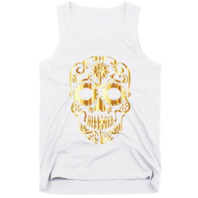 Golden Skull Day Of The Dead Mask Dia De Muertos Tank Top