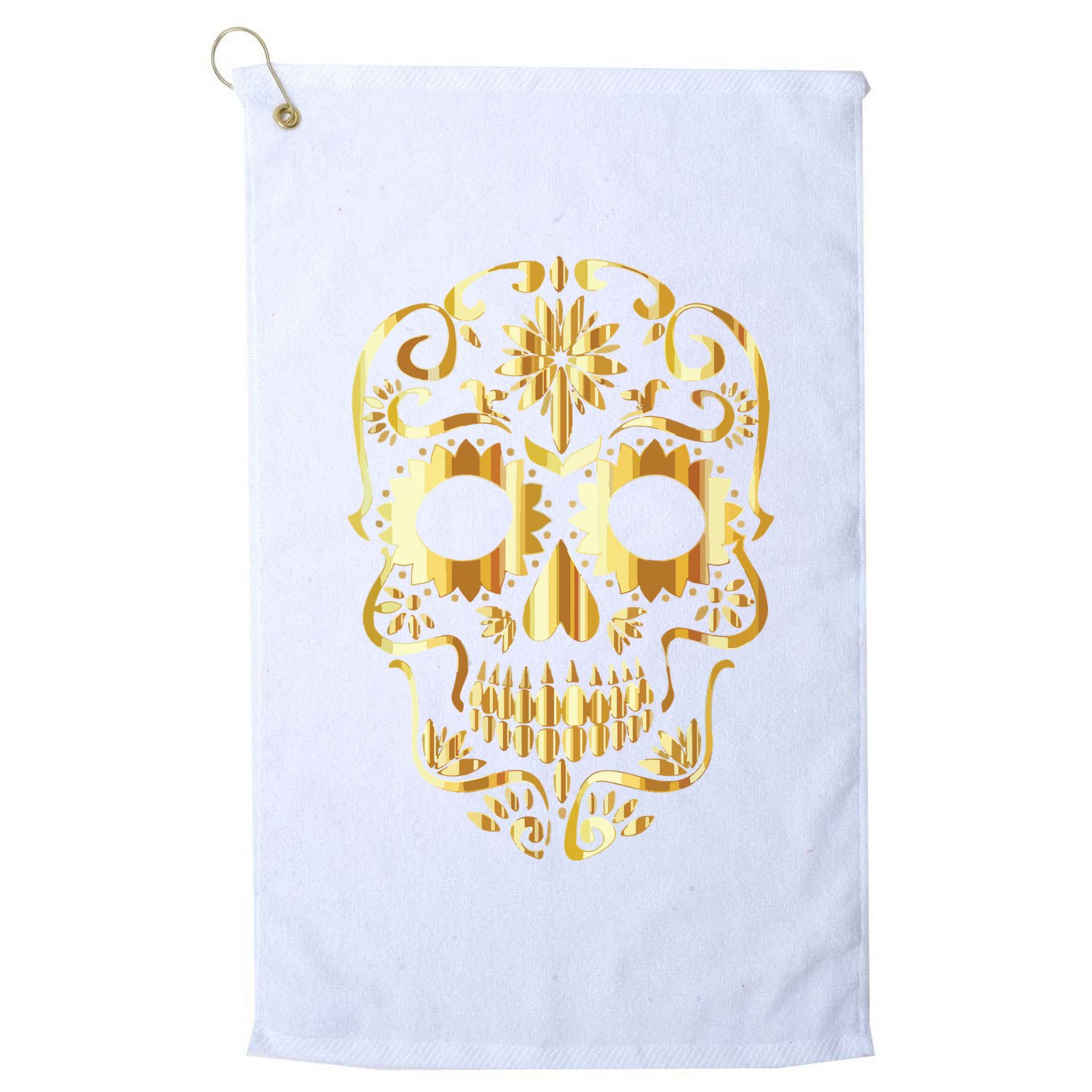Golden Skull Day Of The Dead Mask Dia De Muertos Golf Towel
