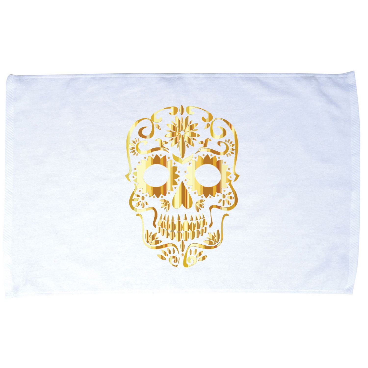 Golden Skull Day Of The Dead Mask Dia De Muertos Microfiber Hand Towel