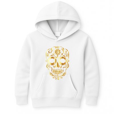 Golden Skull Day Of The Dead Mask Dia De Muertos Kids Hoodie