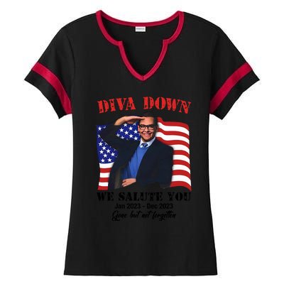 George Santos Diva Down We Salute You Ladies Halftime Notch Neck Tee