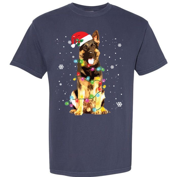 German Shepherd Dog Tree Christmas Sweater Xmas Dogs Gifts Garment-Dyed Heavyweight T-Shirt