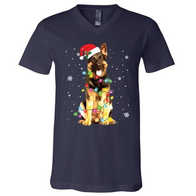 German Shepherd Dog Tree Christmas Sweater Xmas Dogs Gifts V-Neck T-Shirt