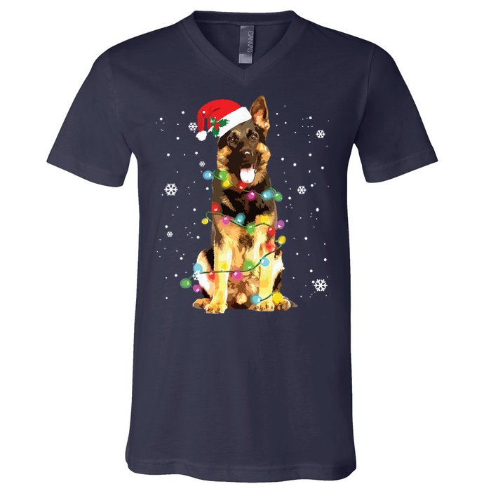 German Shepherd Dog Tree Christmas Sweater Xmas Dogs Gifts V-Neck T-Shirt