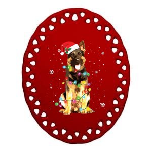 German Shepherd Dog Tree Christmas Sweater Xmas Dogs Gifts Ceramic Oval Ornament